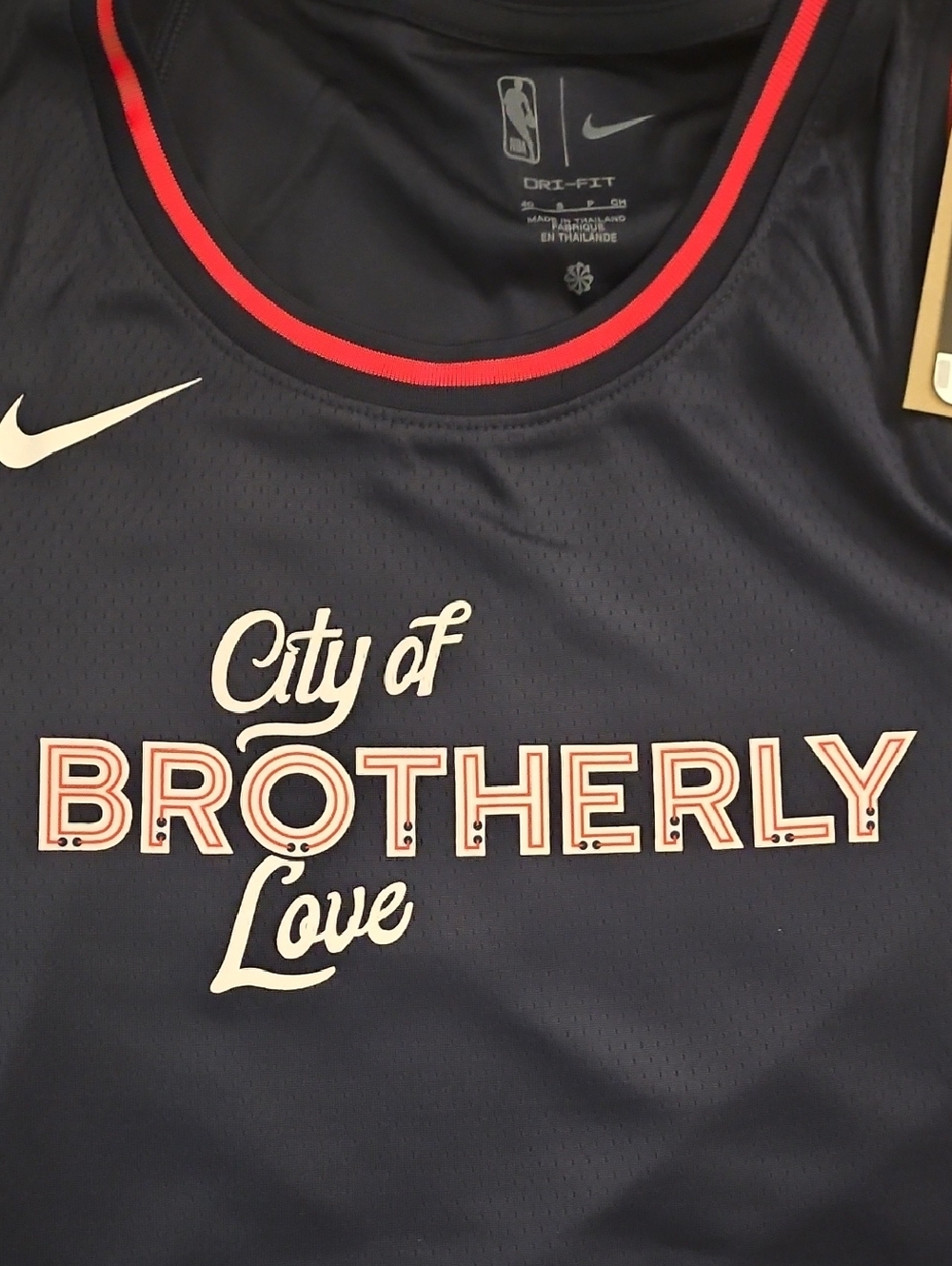 NBA PHILADELPHIA 76'ers CITY EDITION. CITY OF BROTHERLY LOVE SWINGMAN JERSEY